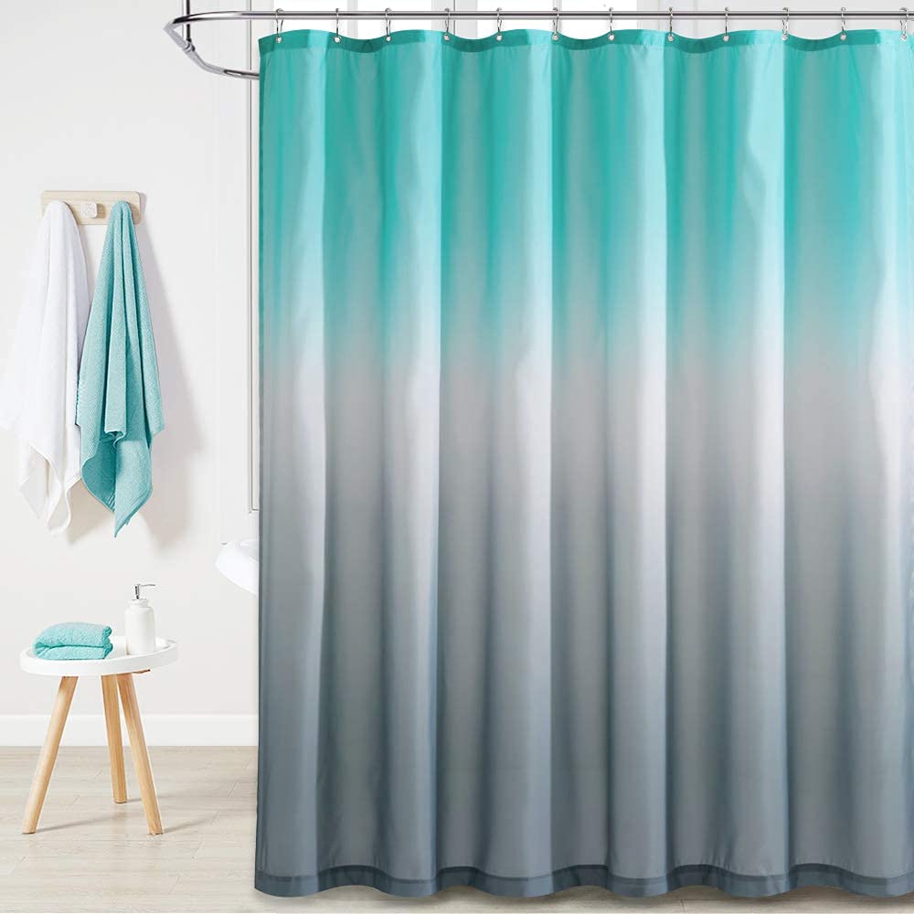 KGORGE Omber Shower Curtain with Leaves & Plants Design - Waterproof Bathroom Decor for Modern & Boho Style Homes | Perfect for Master Bath, Guest Bath & Dorm Rooms