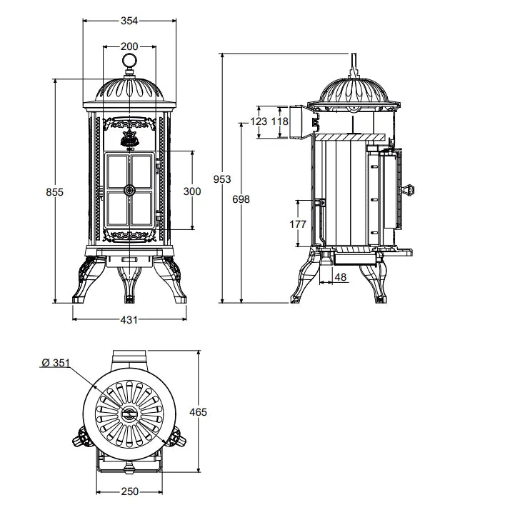 Westbo Carl 95 Cast Iron Stove - Efficient Wood Burning Fireplace for Cozy Home Heating & Cabin Decor