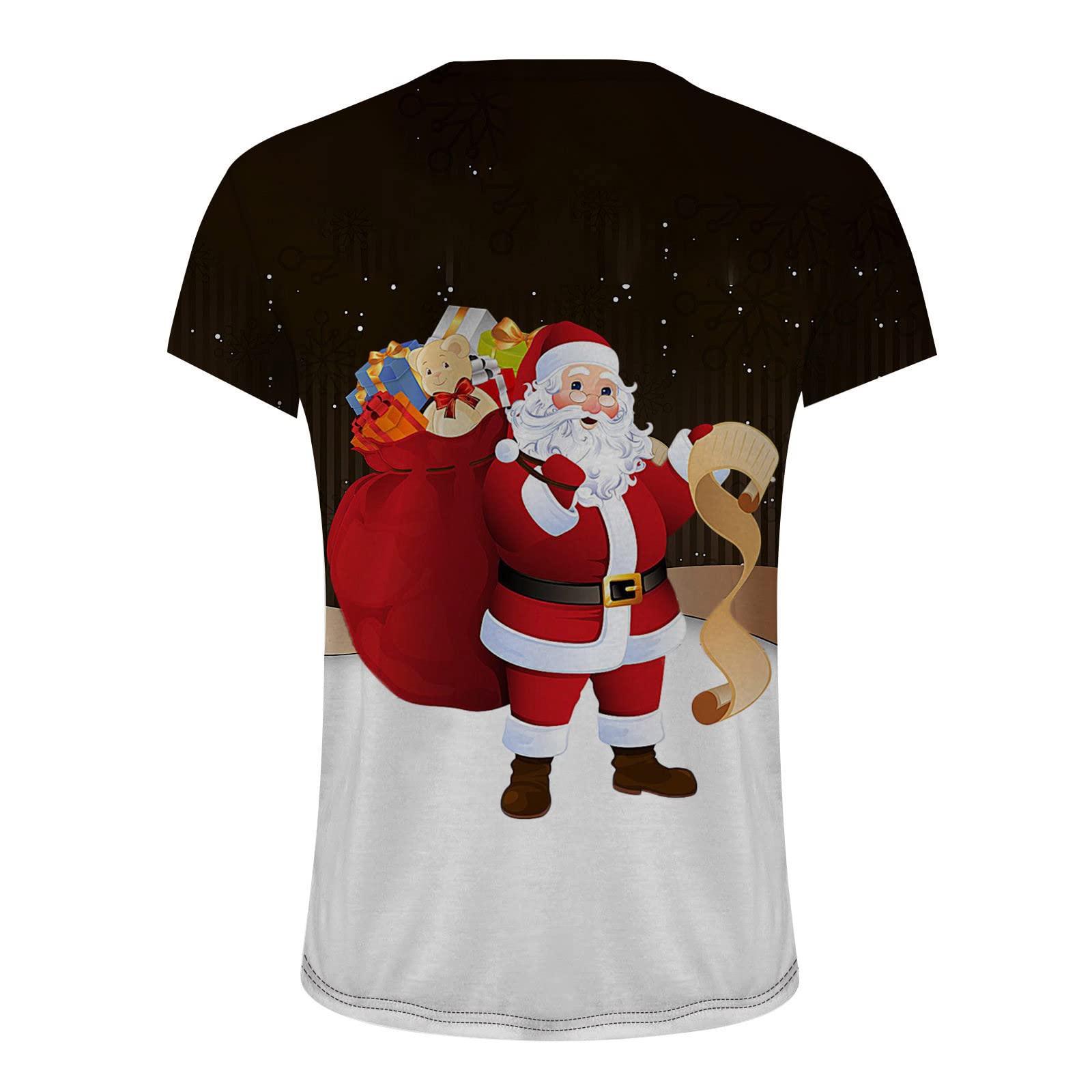 Funny Ugly Christmas Shirt for Men - Santa Claus Graphic Printed Short Sleeve Crewneck T-Shirt - Novelty Holiday Tee - Perfect for Ugly Sweater Parties & Family Gatherings