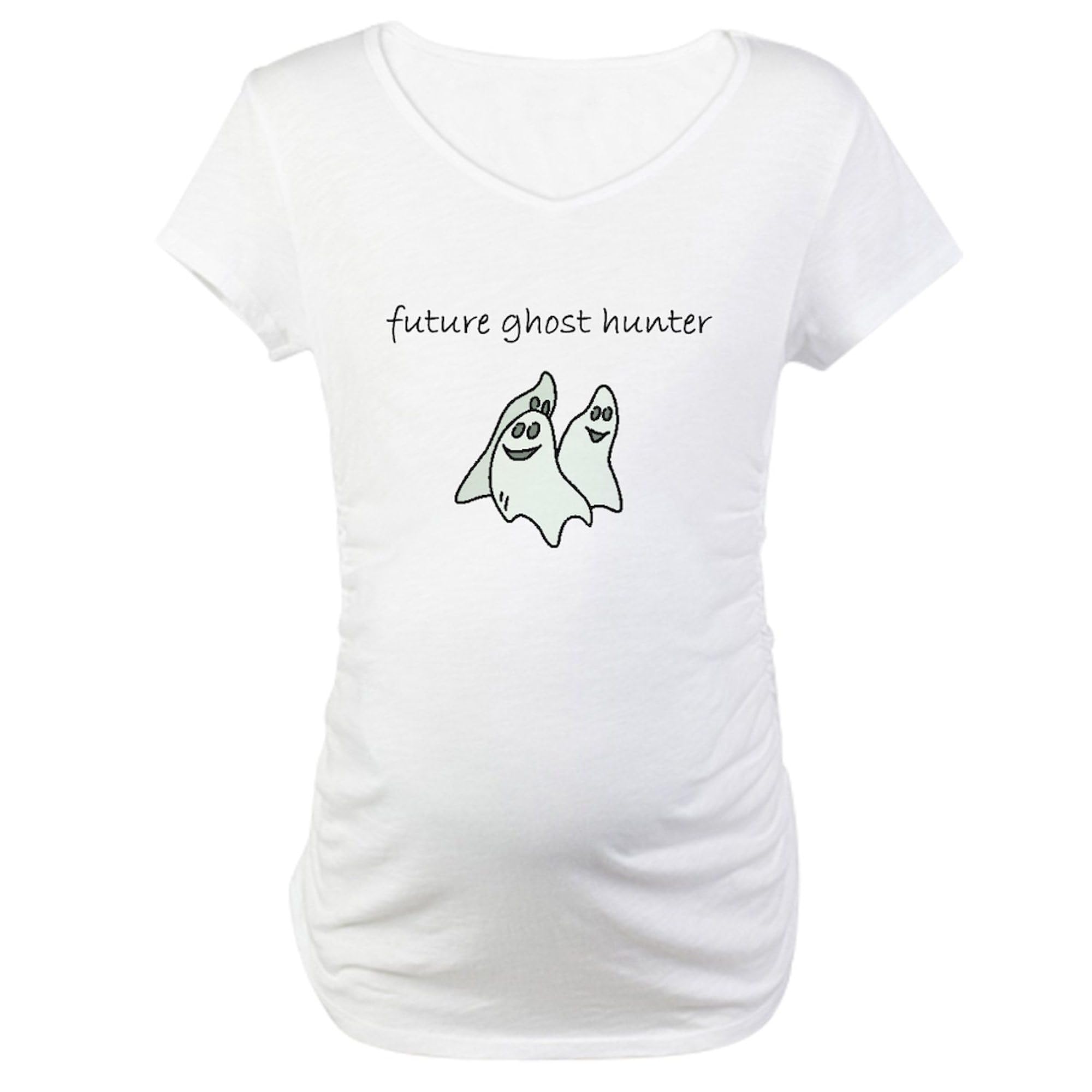 Future Ghost Hunter Maternity T-Shirt for Women - Ruched Side Design for Comfort - Perfect for Pregnancy, Halloween & Paranormal Enthusiasts