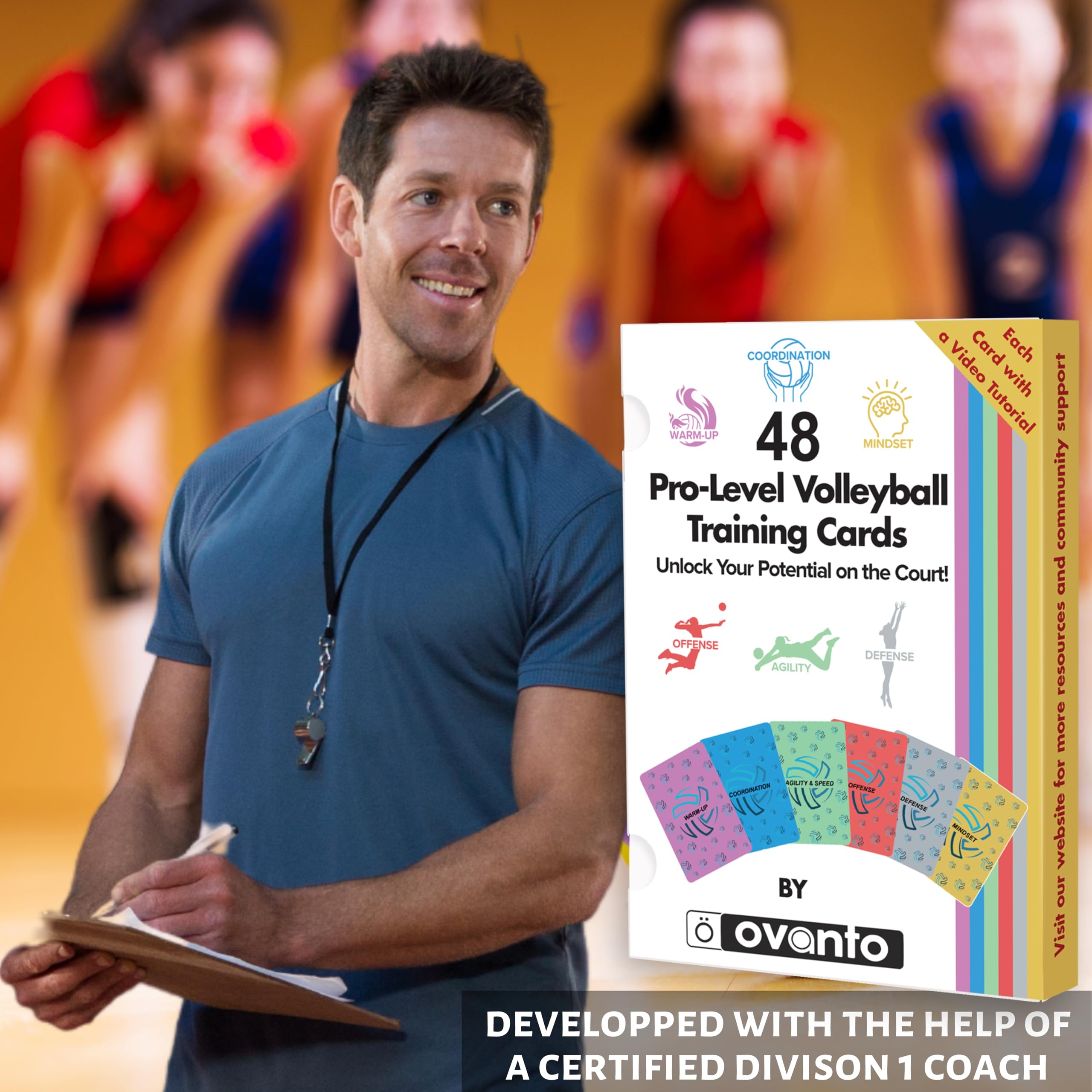OVANTO Volleyball Training Equipment – Solo Rebounder Drills for Kids & Adults – Practice Setting, Passing, Serving, Spiking & Blocking Anywhere – Perfect for Backyard, Beach & Indoor Volleyball Practice