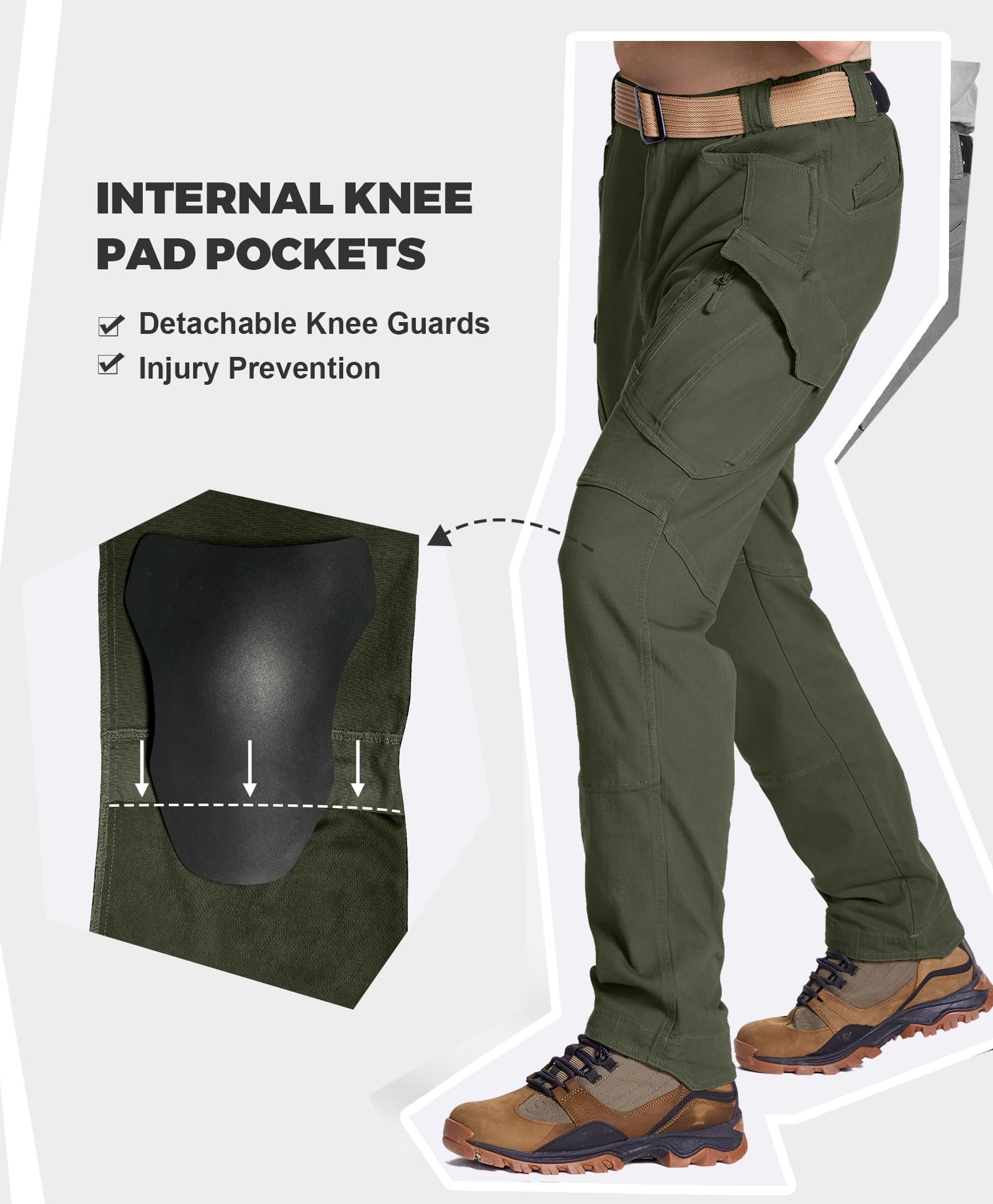 **FEDTOSING Men's Tactical Cargo Pants with 9 Pockets - Rip-Stop Stretch Cotton Military Work Trousers for Hiking, Combat & Outdoor Activities**    *(场景: Perfect for hiking, camping, military duty, construction work, and everyday rugged wear.)*