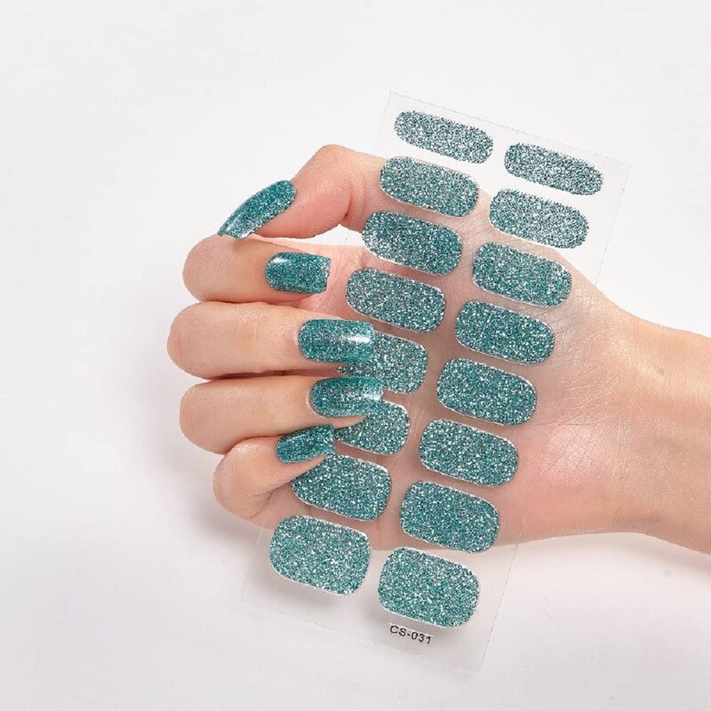 5 Sheet Self-Adhesive Nail Stickers Set - DIY Nail Art Decoration with Glitter & Sequins Powder (CS-31) for Manicure, Pedicure & Nail Salon Use