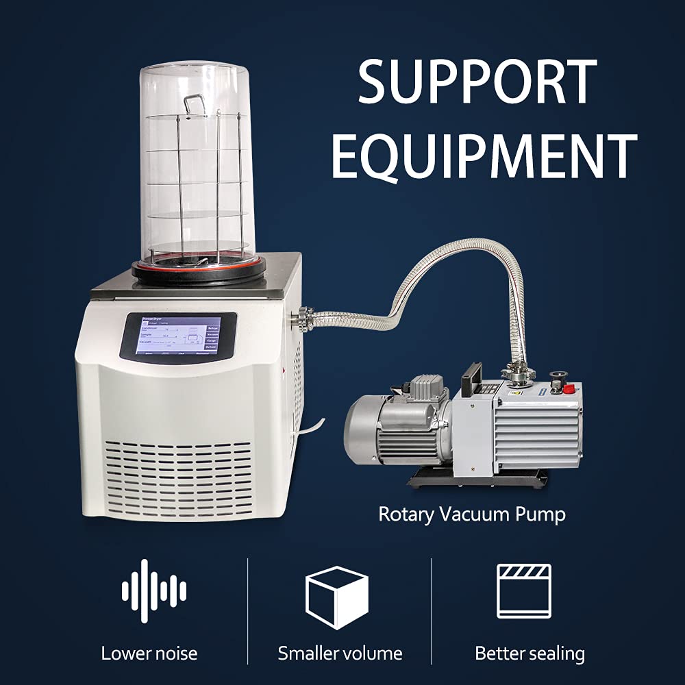 HNZXIB 1.5L Lab Desktop Freeze Dryer -60℃ Vacuum Freeze Drying Machine with Pump 110V/60Hz for Food Preservation, Pharmaceuticals & Laboratory Research