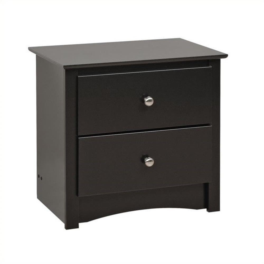 Black 2-Drawer Nightstand Set of 2 - Modern Bedside Tables with Storage for Bedroom, Living Room & Office