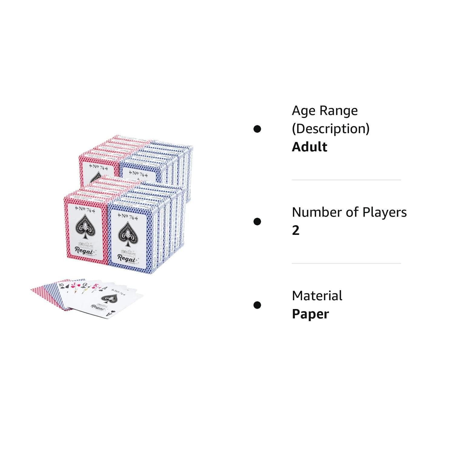 Regal Games - 24 Pack Bulk Playing Cards Set for Adults & Professionals - Standard Decks with Large Print - Perfect for Blackjack, Euchre, Canasta & Poker - Ideal for Game Nights, Travel & Casino Parties