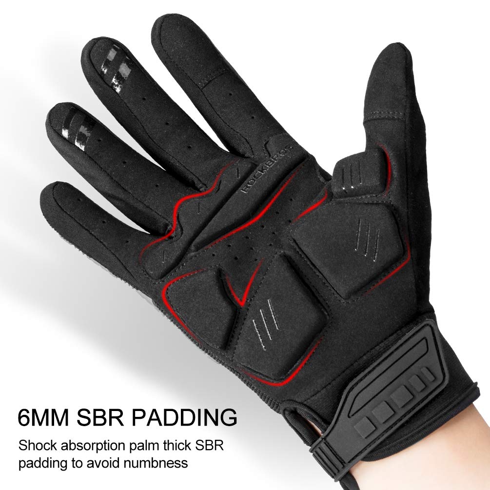 ROCKBROS Motorcycle & Mountain Bike Gloves - Full Finger Touchscreen Outdoor Gloves for Men - Riding, Cycling & Adventure Sports Protection