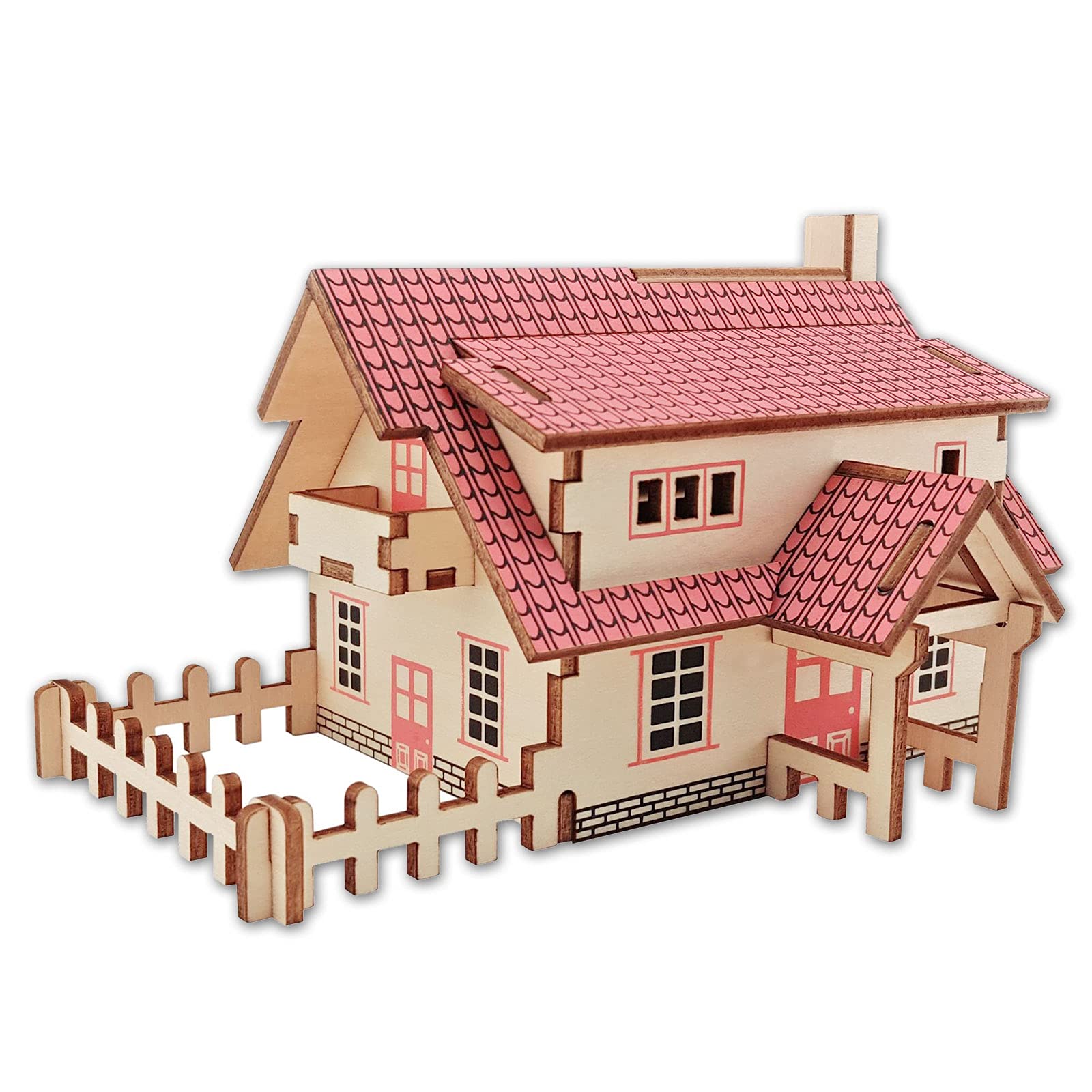 3D Wooden Puzzle for Kids Ages 14+ and Adults - Western Style Cabin with Mini House (20 Pieces) - Educational STEM Toy & Creative Gift for Family Game Night, Birthday Parties, and Home Decor