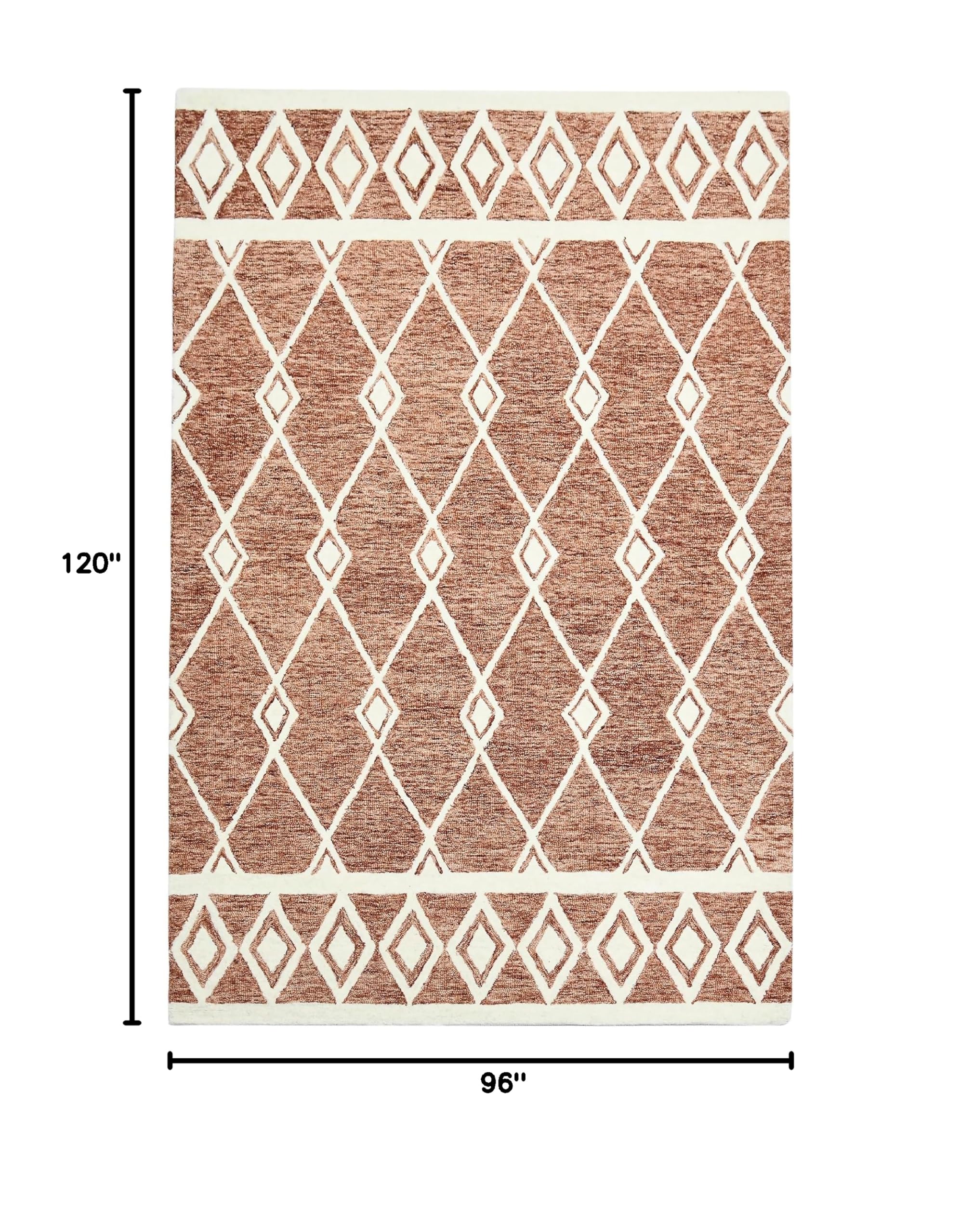 AMER Rugs Vista Raton Sienna Collection Hand-Hooked 100% Wool 8x10 Area Rug - Geometric Pattern Red - Premium Living Room, Bedroom & Kitchen Rug for Home Decor