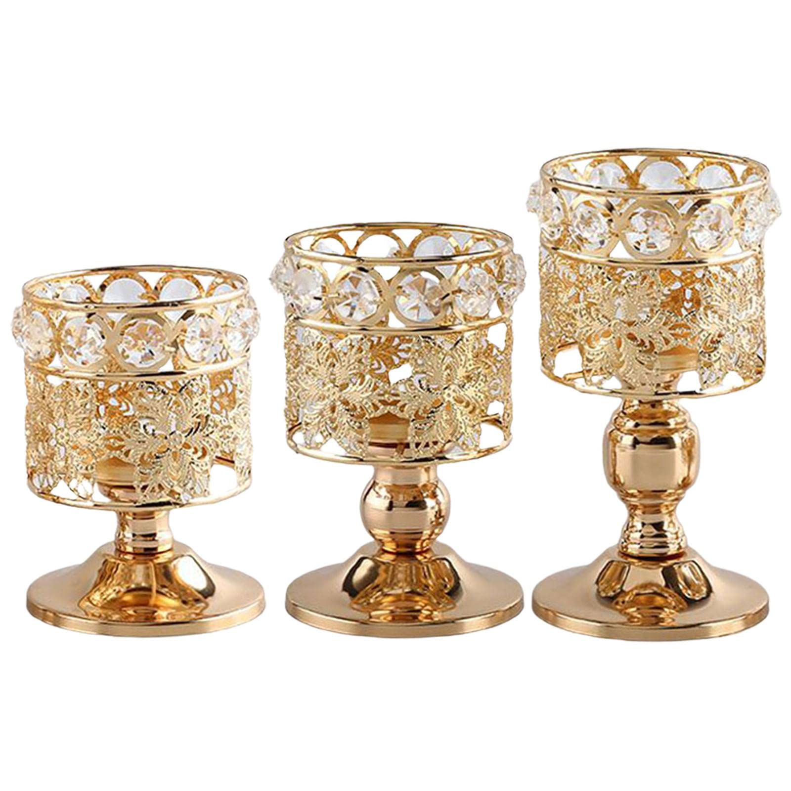 Yajuyi 3X European Crystal Candle Holders - Elegant Glass Candlesticks for Home Decor, Wedding Centerpieces & Romantic Bedroom Lighting