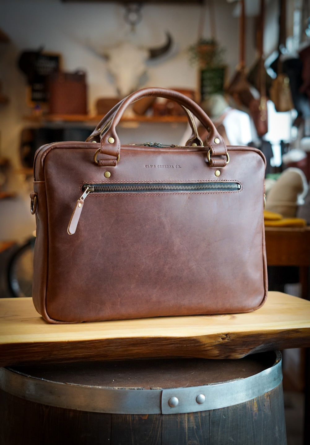 Premium Leather Work Bag for Professionals - Dark Amber Harness - Stylish & Durable Laptop Briefcase for Office, Business Travel & Commuting