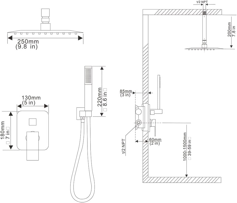 Luxury 10 Inch Rain Shower Head with Handheld - Brushed Nickel Ceiling Mount High Pressure Shower System Combo Set (Includes Faucet Rough-in Valve & Trim) - Perfect for Modern Bathrooms & Spa-Like Experience