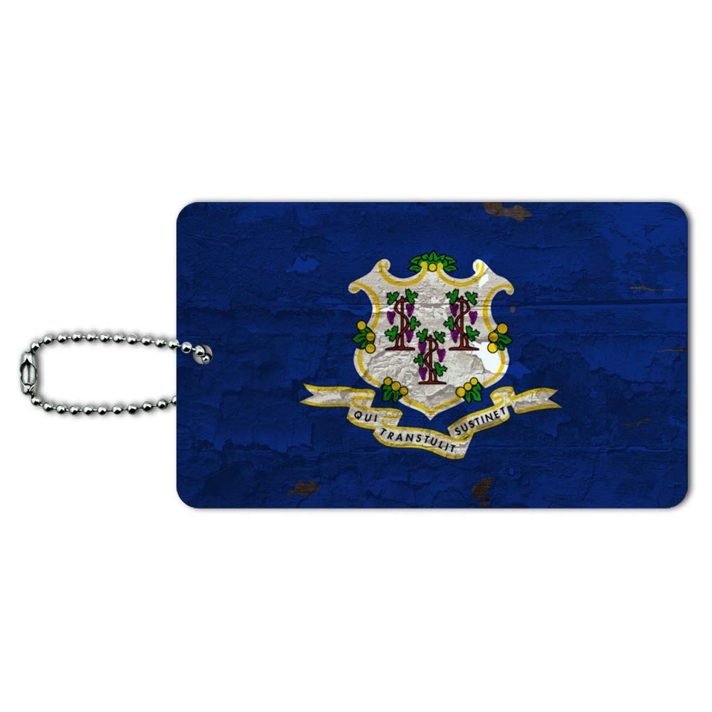 Vintage Distressed Connecticut State Flag Luggage Tag - USA Made Carry-On ID Tag for Travel, Suitcases & Backpacks | Perfect for Road Trips, Airports & College Dorms