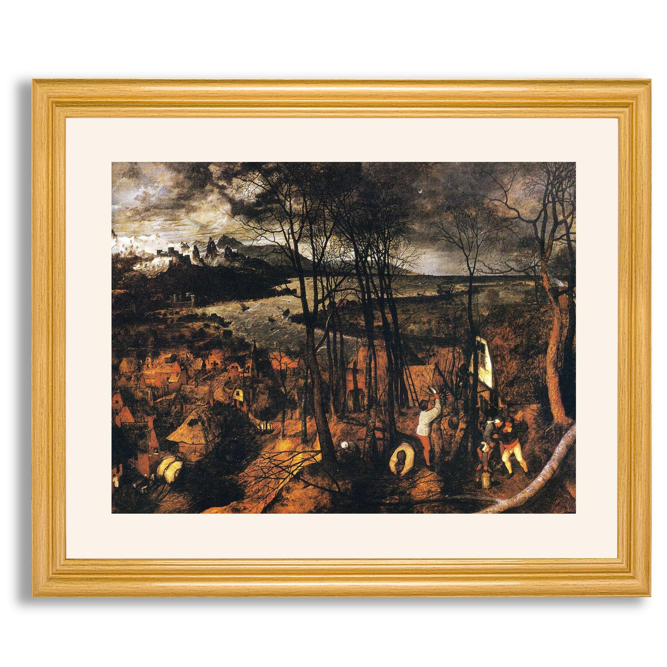 Pieter Bruegel The Gloomy Day Framed Art Print - Premium Museum Quality Reproduction Painting on Canvas - Wood Framed Wall Decor for Living Room, Bedroom & Office - Perfect for Home Art Gallery & Classic Interior Design
