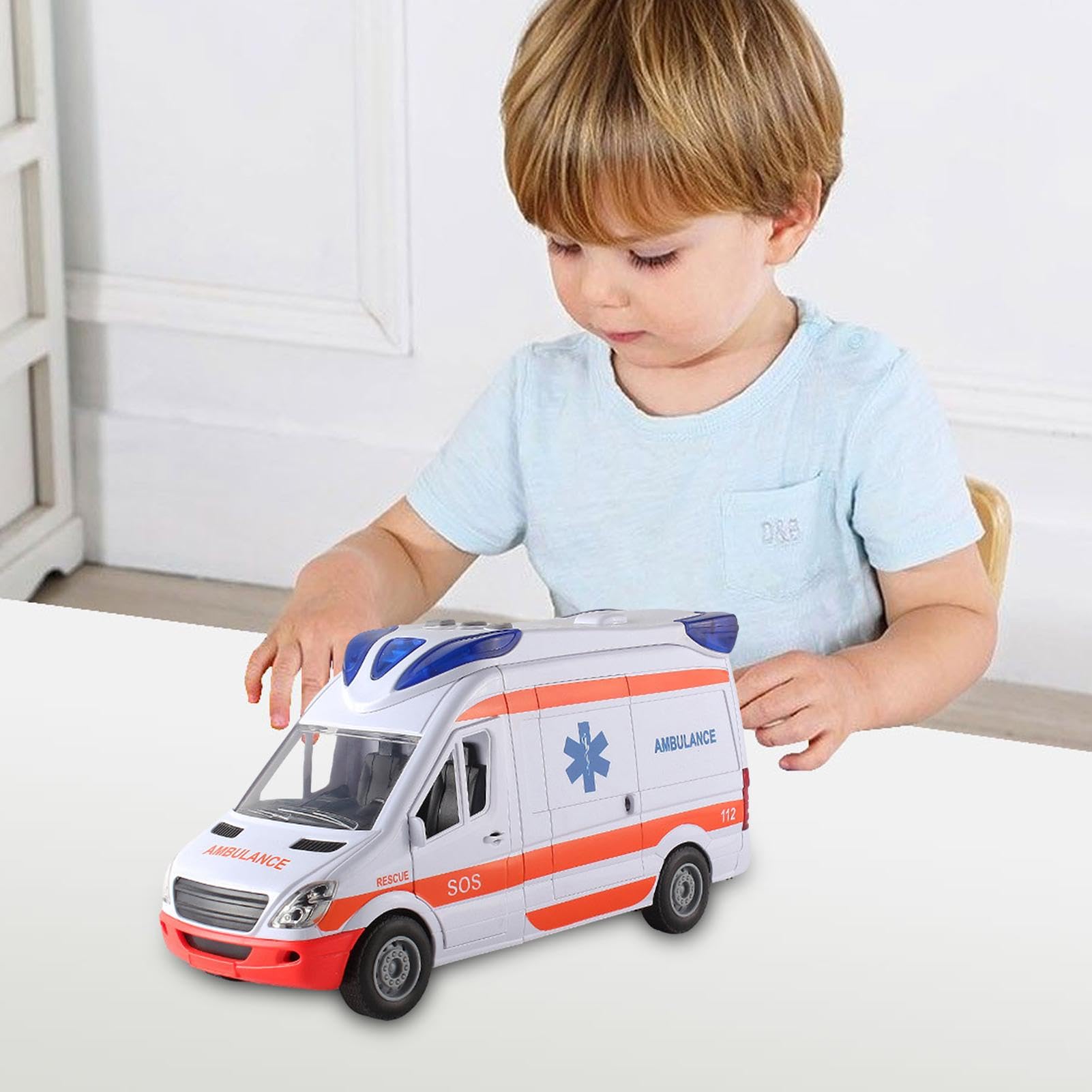 Ambulance Toy Car with Lights & Sound - Rescue Vehicle Play Set for Kids, Boys & Girls | Includes Stretcher & Play House | Perfect for Pretend Play, Emergency Role Play & Learning Scenarios