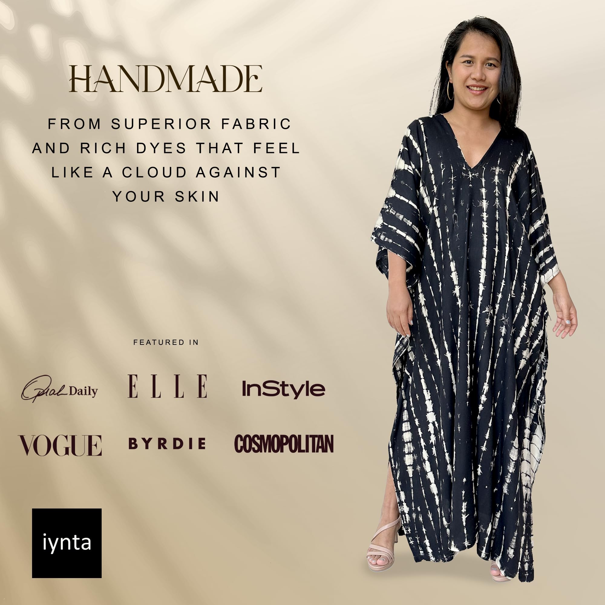 Plus Size Kaftan Dresses for Women - Handmade Tie-Dyed Oversized Maxi Dress | Beach Cover Up, Swimsuit Coverup, Vacation Sundress & Lounge Wear (55 inches, Black Tie-Dye) - Perfect for Pool Parties, Summer Getaways & Boho Fashion