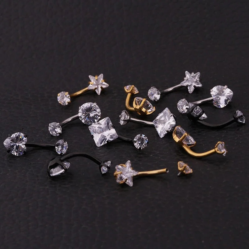 14G Surgical Steel Gold Navel Ring - Hypoallergenic Belly Button Piercing Jewelry for Women | Perfect for Everyday Wear, Parties & Beach Outfits (ER8526)