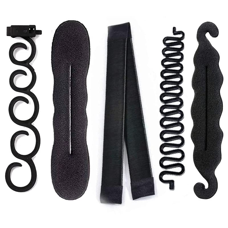 LYTIX 5-Piece Hair Bun Maker Set - Professional Hair Styling Tools for Women & Girls (Black) | Perfect for Updos, Ponytails & Everyday Hairstyles