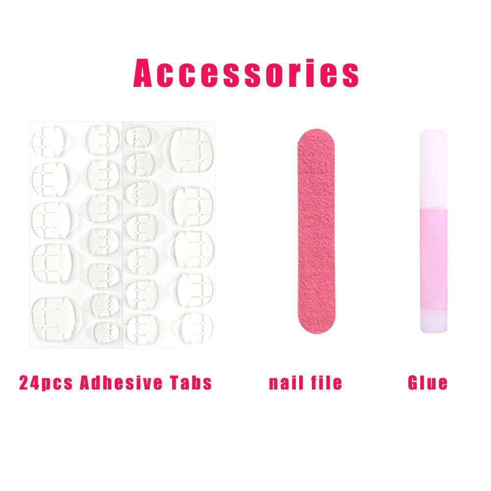 Colorful Diamond False Toenails for Women - 24pcs Short Length Full Cover Acrylic Toe Tips with Nail Art Designs | Perfect for Pedicures, Summer Sandals & Beach Vacations