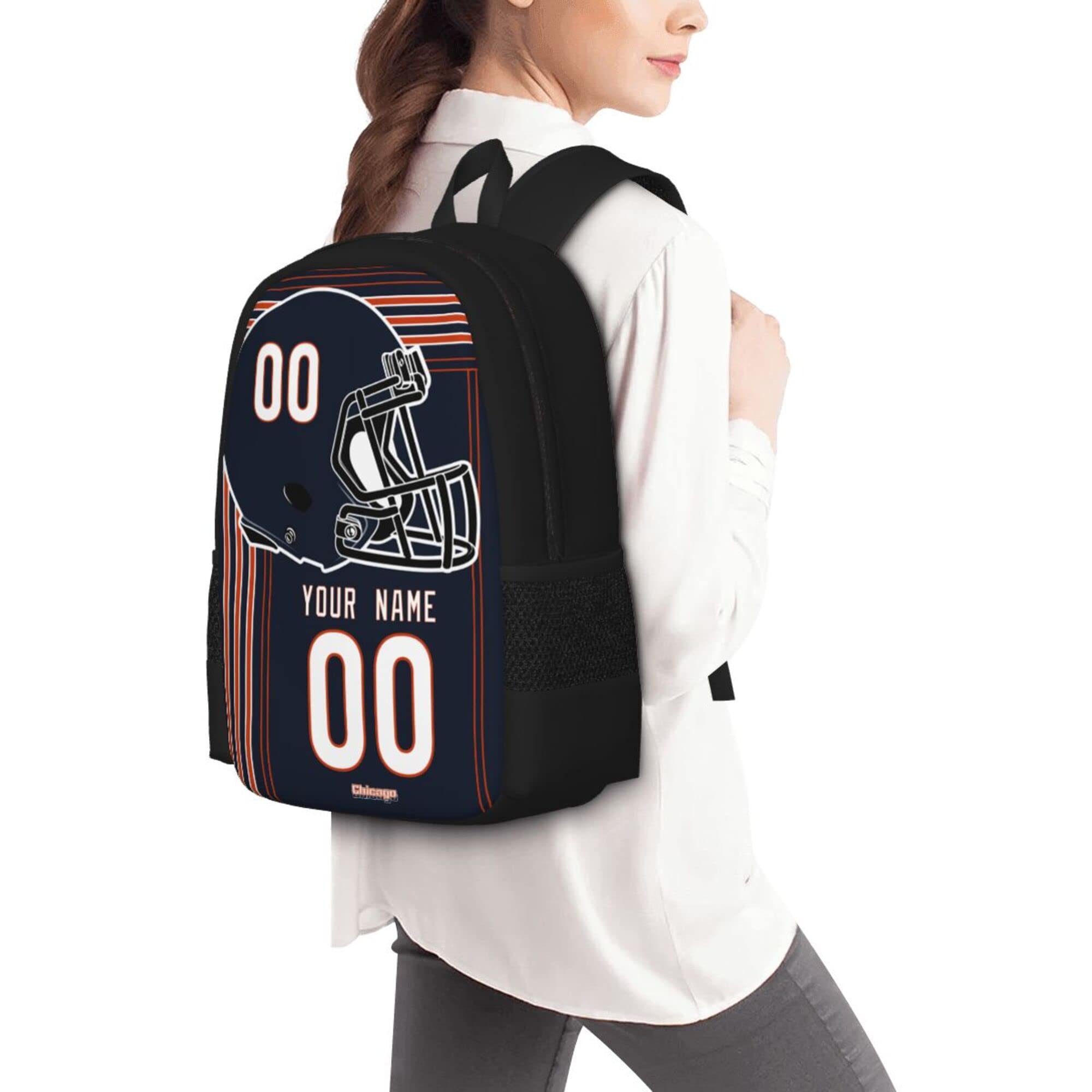 ANTKING Chicago Backpack - Customizable High Capacity Backpack with Personalized Name & Number - Perfect Gift for Kids, Men & Sports Fans - Ideal for School, Travel & Game Day