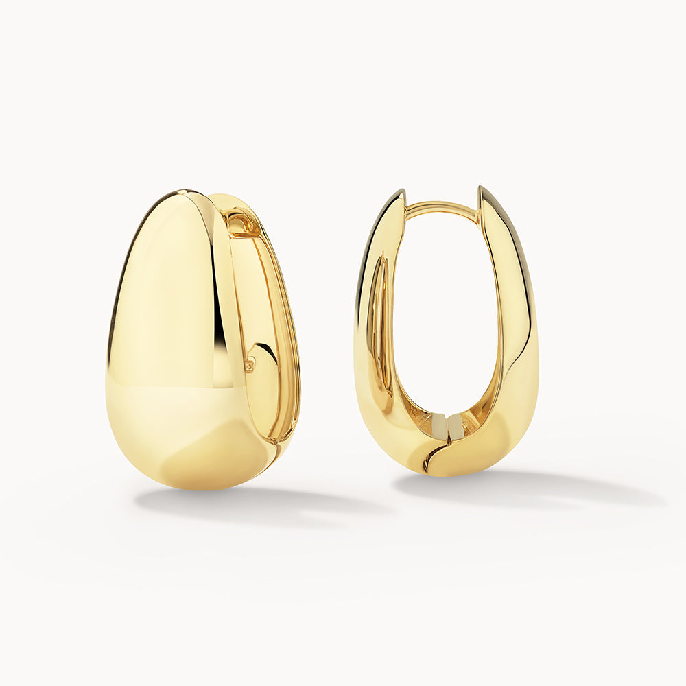 Gold Drop Dome Hoop Earrings - Elegant Dangle Earrings for Women, Perfect for Parties, Weddings & Everyday Wear