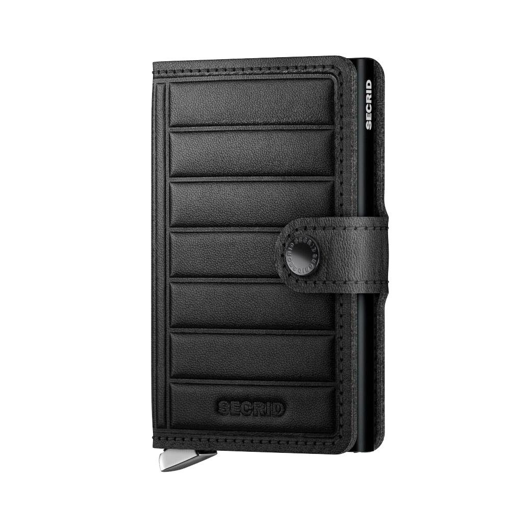 SECRID Premium Mini Wallet - RFID Blocking Slim Card Holder with Embossed Lines - Black - Perfect for Travel, Business & Everyday Use