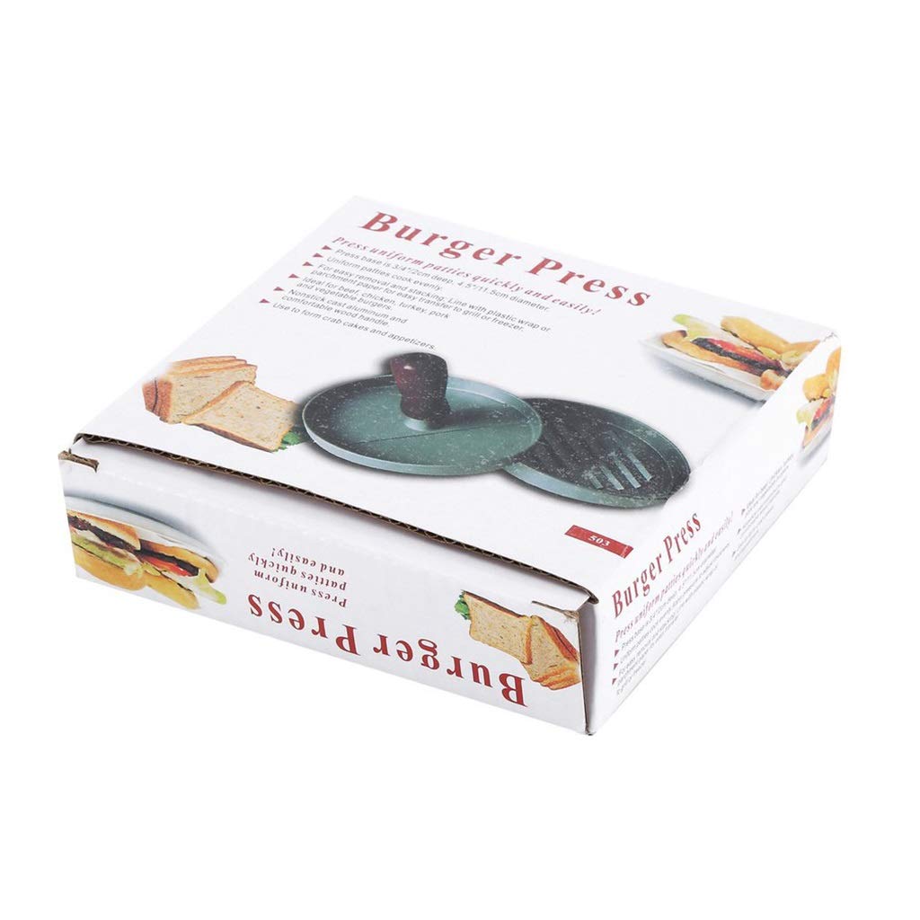 2-Pack Non-Stick Hamburger Press - Aluminum Alloy Patty Maker Mold with Wooden Handle for Perfect Homemade Burgers - Ideal for BBQ, Kitchen, and Outdoor Cooking
