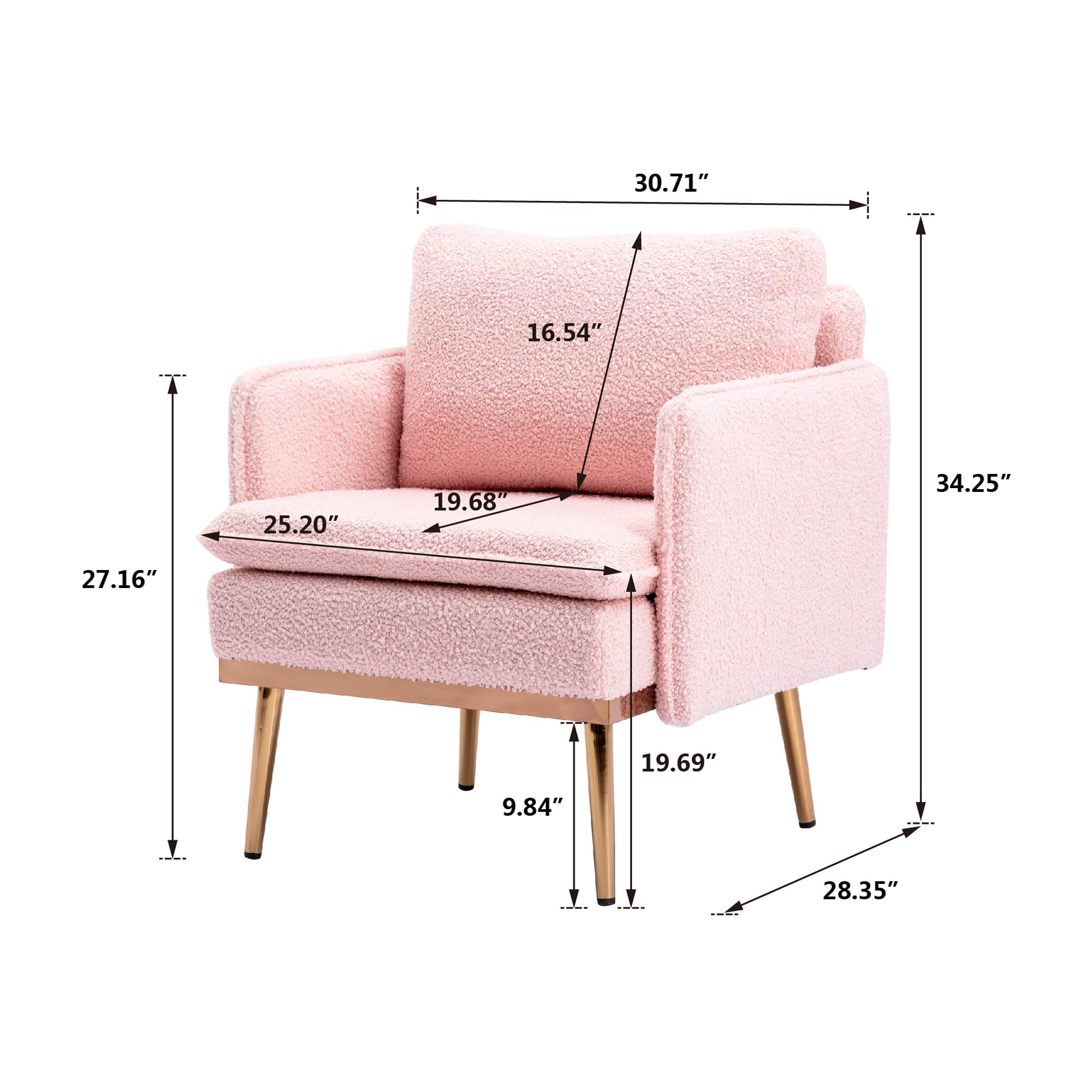 Mid Century Modern Accent Chair - Pink Tufted Upholstered Lounge Chair for Living Room & Bedroom, Polyester Single Sofa for Reading, Relaxing & Home Decor | Comfortable Indoor Armchair Furniture