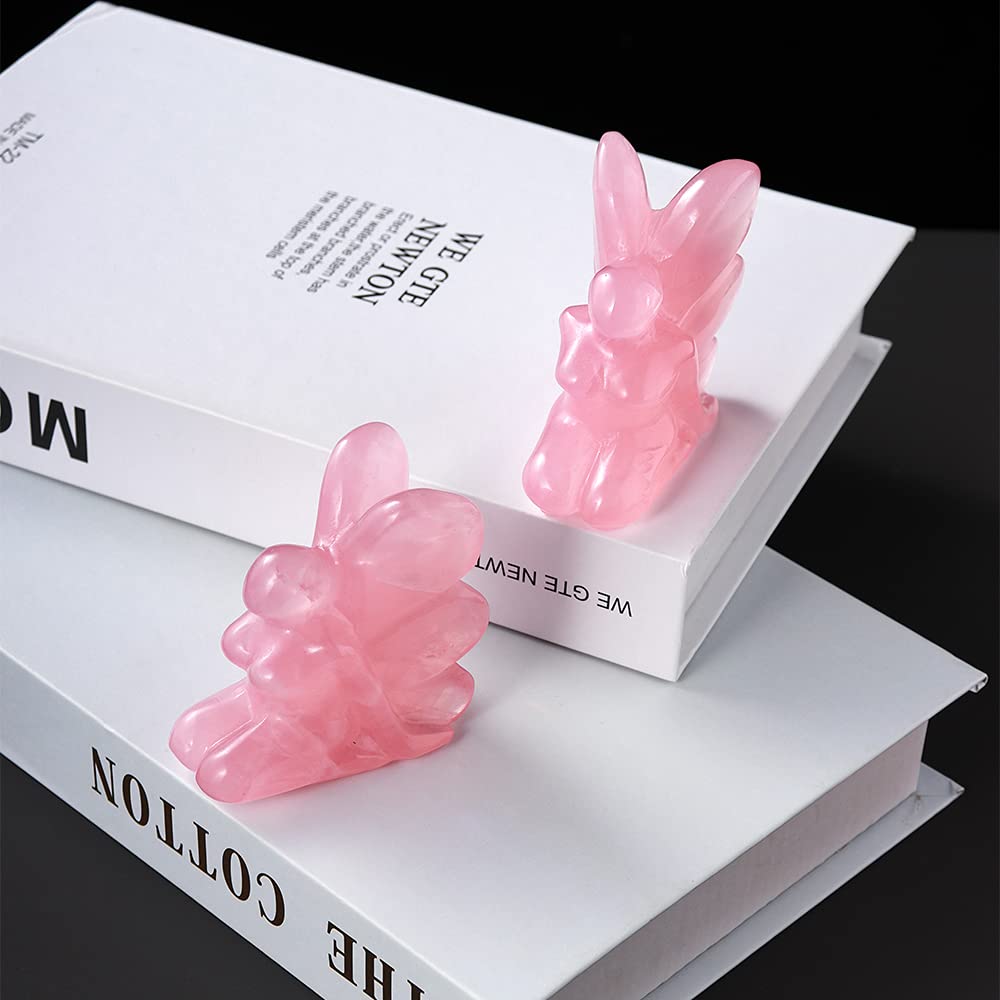 Natural Rose Quartz Butterfly Hand Carved Figurine - 2.7