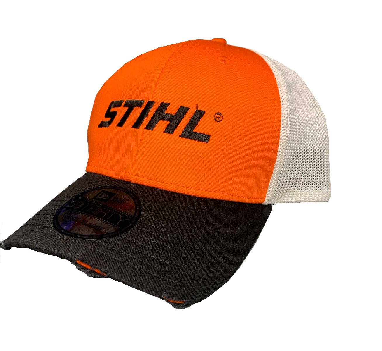 STIHL Orange Baseball Cap - New Era 39THIRTY Adjustable Snapback Hat for Men - Perfect for Outdoor Work, Hunting & Construction Safety Gear