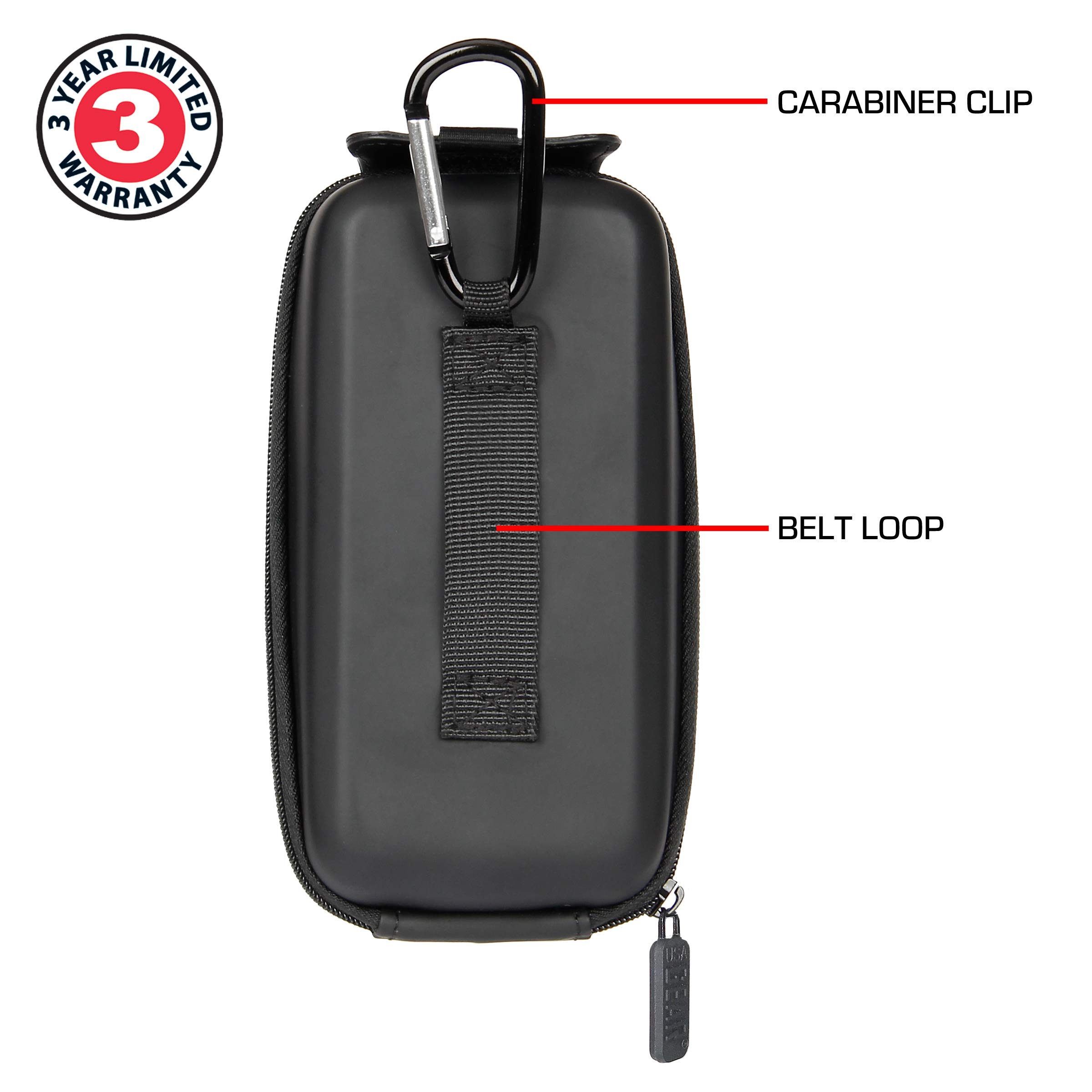 USA GEAR Waterproof Portable Charger Case - Durable Power Bank Hard Shell with Belt Loop & Carabiner | Compatible with Anker PowerCore, Ayeway, POWERADD | Perfect for Outdoor Activities, Travel & Emergency Charging