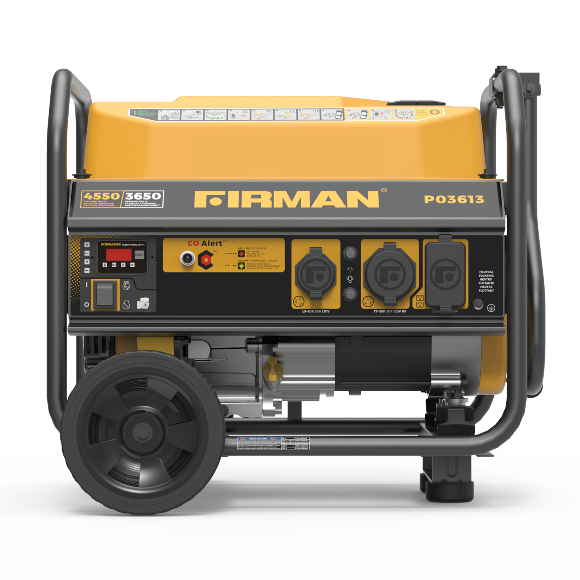 4550W Portable Gas Generator with Recoil Start & CO Alert - 120V Power for Camping, Emergencies & Outdoor Events