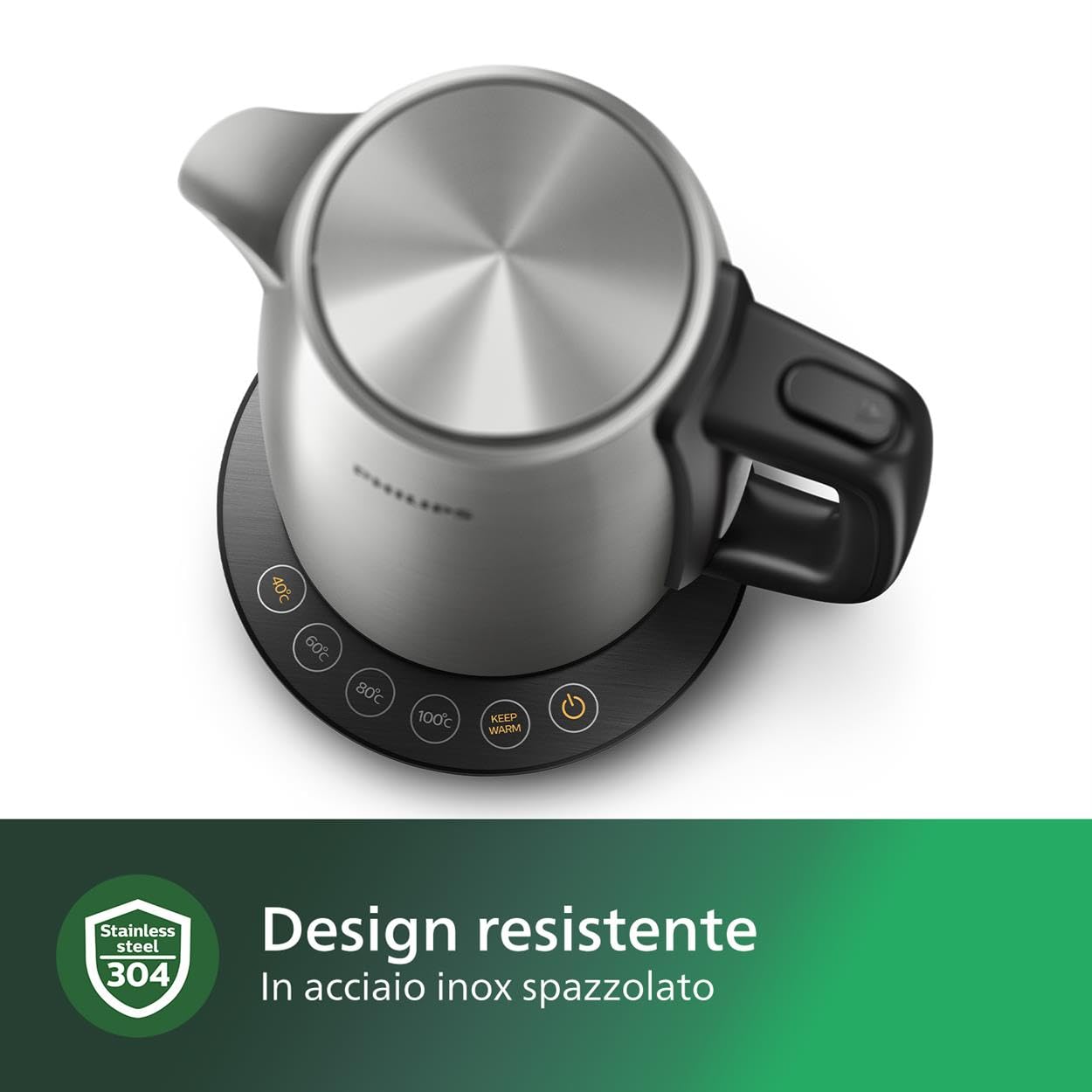 Philips HD9359/90 1.7L Stainless Steel Electric Kettle with Preset Programs, Temperature Control & LED Lights - Perfect for Home, Office and Tea/Coffee Brewing