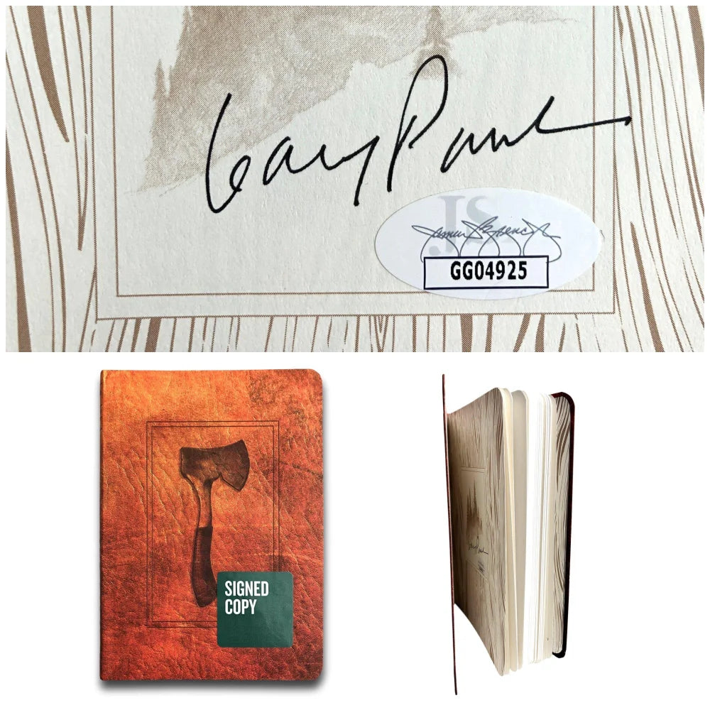 Gary Paulsen Hand Signed Hatchet Book Novel with COA & JSA - 30th Anniversary Edition 2017 Autographed Collectible - Perfect for Book Lovers, Literary Fans & Memorabilia Collectors