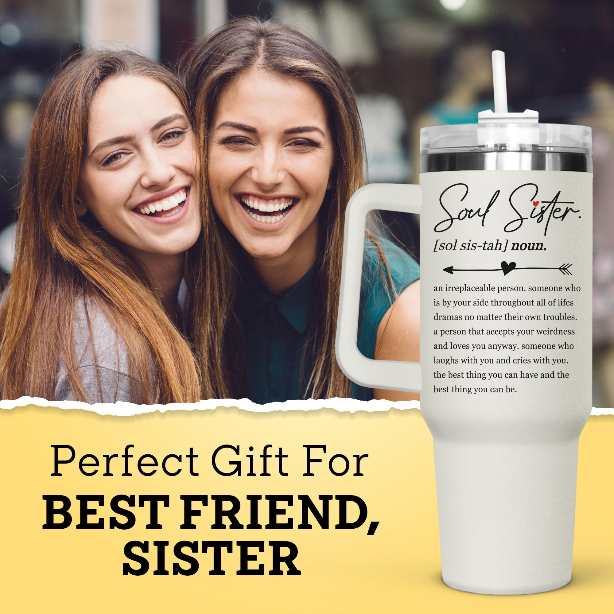 Best Friendship Gifts for Women - 40Oz Insulated Tumbler for Best Friend, Sister & BFF - Birthday, Christmas & Special Occasion Gifts - Perfect for Coffee, Tea & Cold Drinks On-The-Go