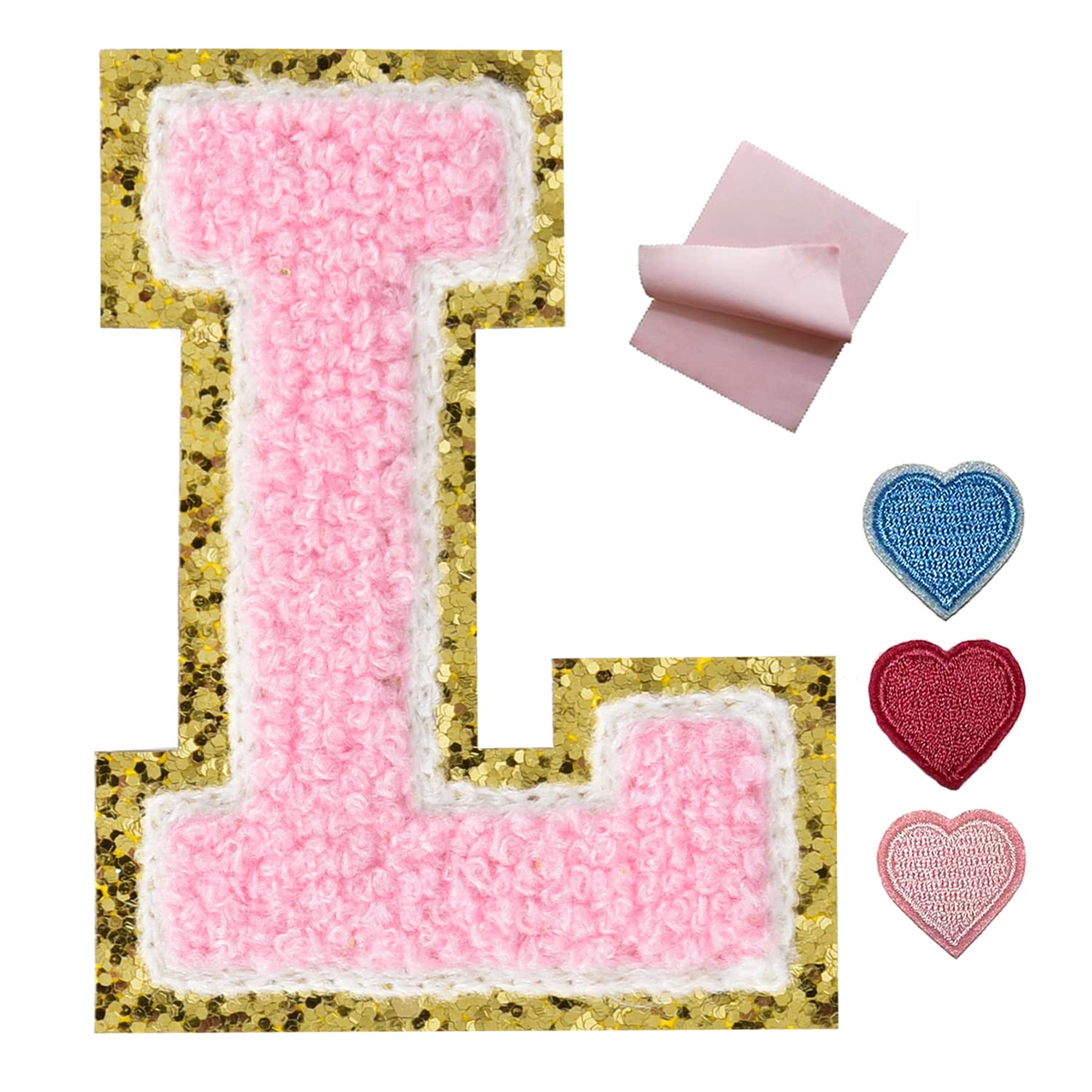 Pink Varsity Letter Patches - Iron On Chenille Embroidery Letters for Clothing & Backpacks (6 Pieces, 3.14 Inch Height) - Perfect for DIY Jackets, School Spirit Wear & Customizing Denim
