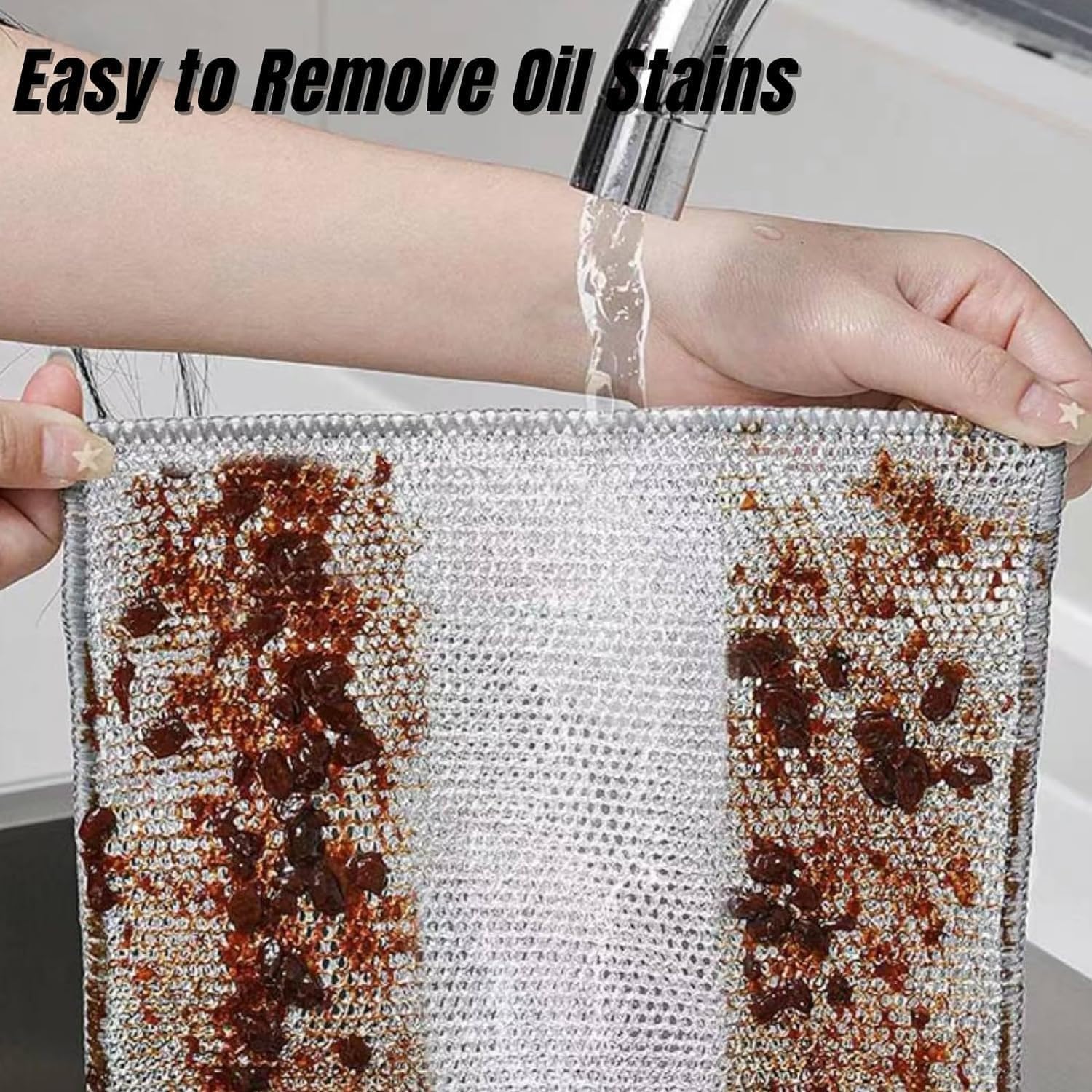 GAPTUR Multipurpose Non-Scratch Wire Dishwashing Rags - Reusable Metal Mesh Cleaning Cloth for Kitchen, Balcony & Household Cleaning - Wet & Dry Use Essential Cleaning Pack (5-Pack) - Perfect for Pots, Pans, Grills & Outdoor Equipment