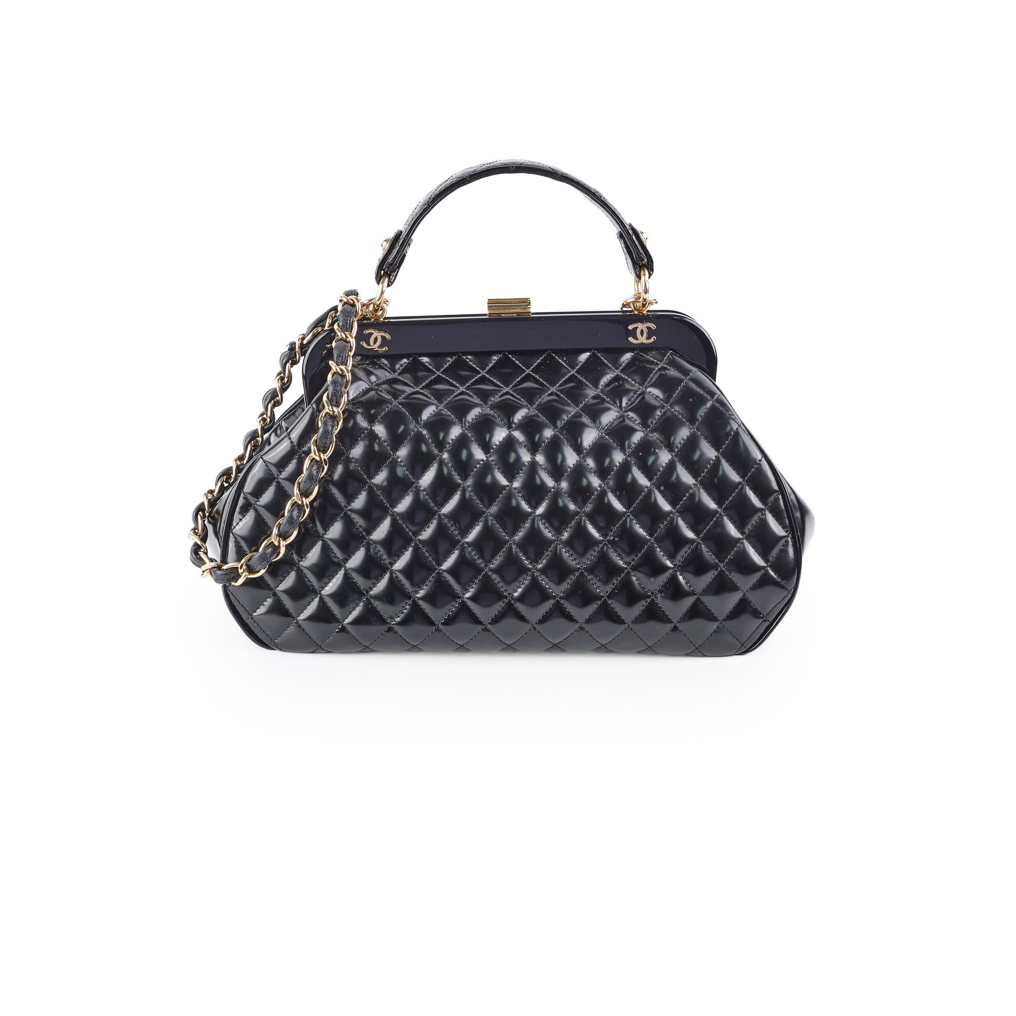 Chanel Mademoiselle Frame Patent Leather Handbag - Black Luxury Shoulder Bag for Women | Perfect for Evening Parties, Date Nights & Special Occasions