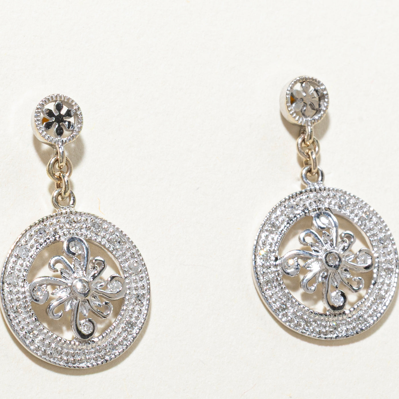 14K Gold Diamond Cluster Dangle Earrings - 0.21ctw Total Weight | Elegant Drop Earrings for Women | Perfect for Weddings, Parties & Special Occasions