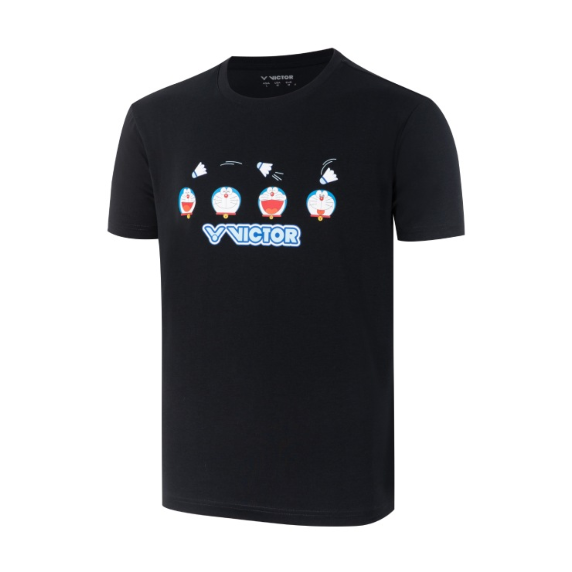 Victor X Doraemon Unisex Graphic T-Shirt - Black Cotton Casual Tee for Men & Women | Perfect for Anime Fans, Cosplay, and Everyday Wear