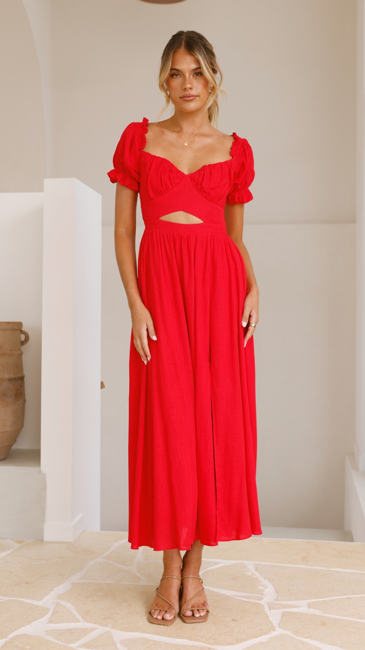 Stylish Red Hulu Maxi Dress for Women - Flowy Summer Beach Dress, Perfect for Vacations, Parties & Casual Outings