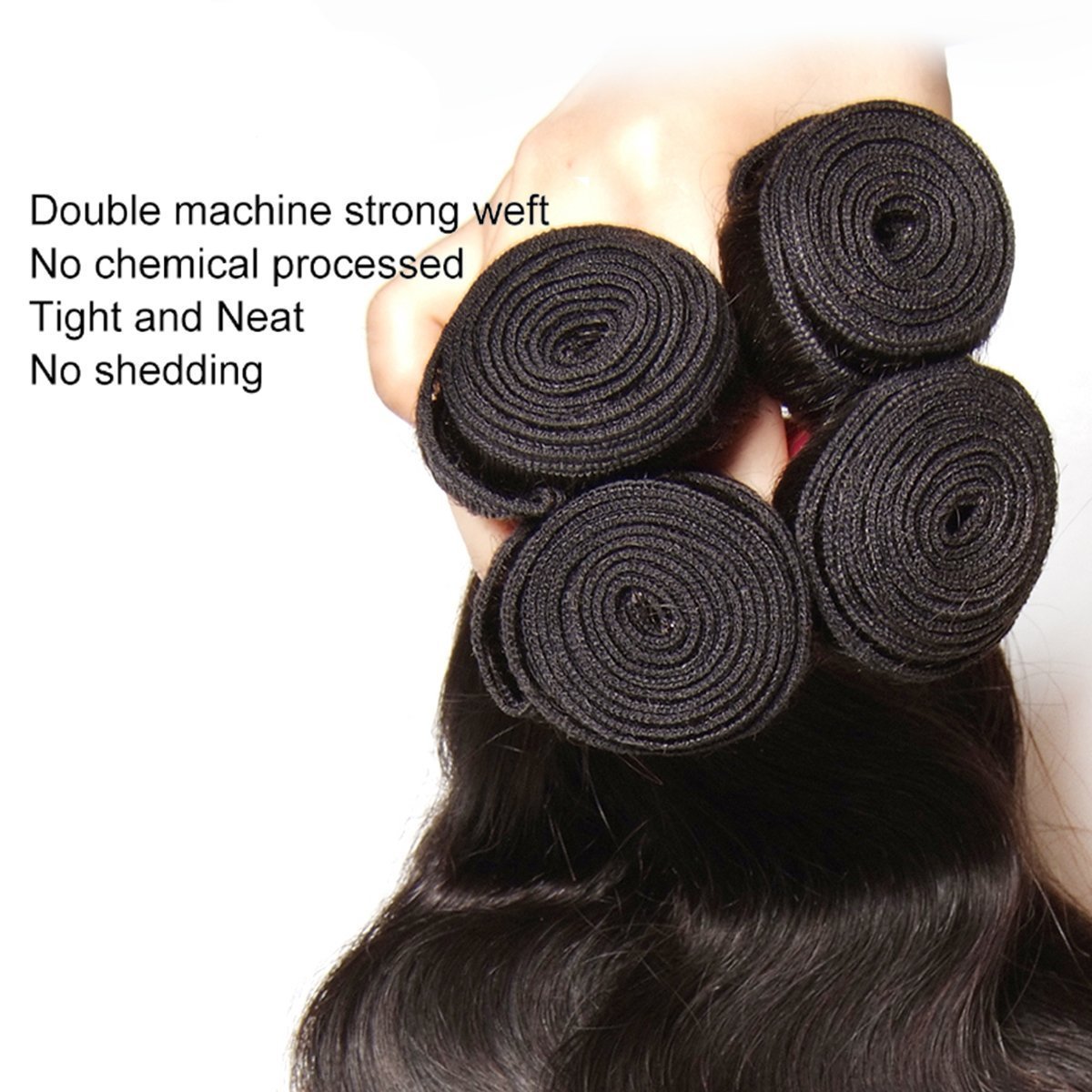 Beauty Forever 100% Unprocessed Virgin Human Hair Extensions - Indian Body Wave 3 Bundles (16 18 20 Inch) 95-100g per Piece, Natural Black Color | Perfect for Daily Styling, Special Occasions & Salon Use