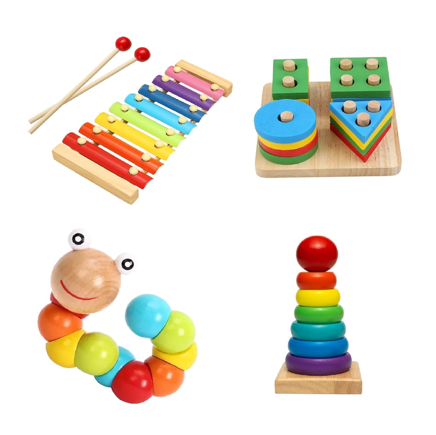 AMOGH MART Wooden Brain Teasers Puzzle Toys for Kids Ages 3+ | Educational Learning Games for Boys & Girls (Set of 4) | Perfect for Classroom, Travel & Family Game Night