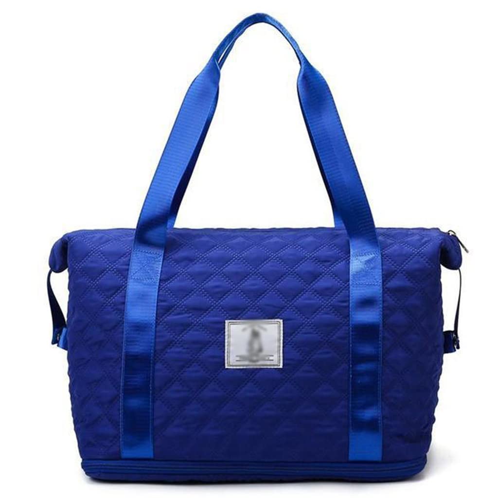 Expandable Large Capacity Women's Sports Fitness Bag - Waterproof Oxford Cloth Gym Shoulder Bag for Workout, Yoga, Travel & Outdoor Activities (Blue)
