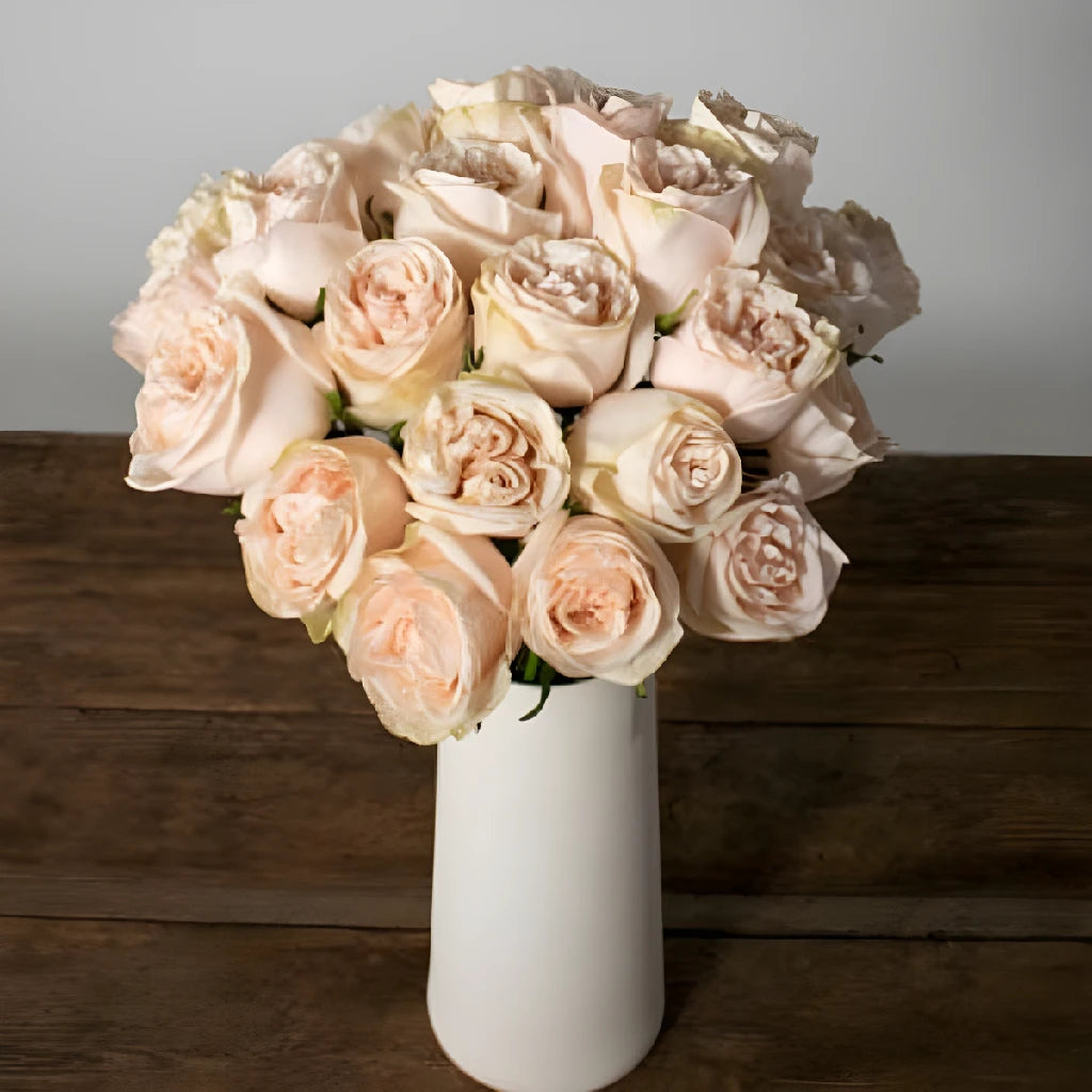 Blushing Garden Spirit Rose Bouquet - Fresh Long Lasting Roses for Home Decor, Wedding Centerpieces & Romantic Gifts