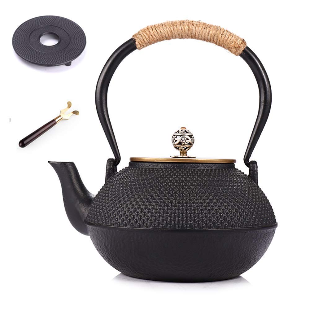 Premium Cast Iron Teapot with Ceramic Coating - 13000ML Large Capacity Japanese Tetsubin Teapot with Heat-Resistant Handle for Loose Leaf Tea | Perfect for Home Tea Ceremonies, Office Use & Healthy Tea Gifts (Black)
