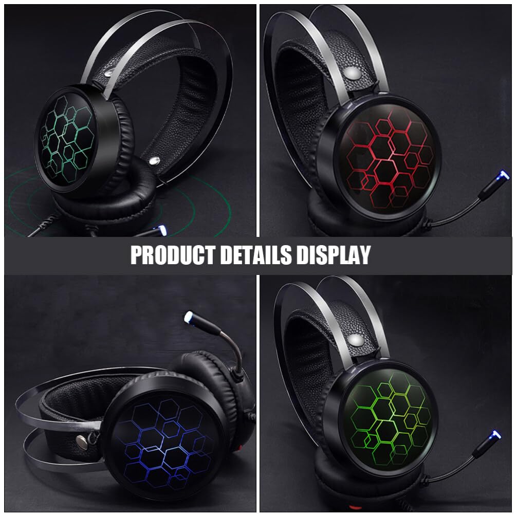 OSALADI USB Wired Gaming Headset with Noise-Cancelling Microphone, RGB Lights for PC Laptop Computer - Perfect for Gaming, Online Classes & Remote Work (Black)