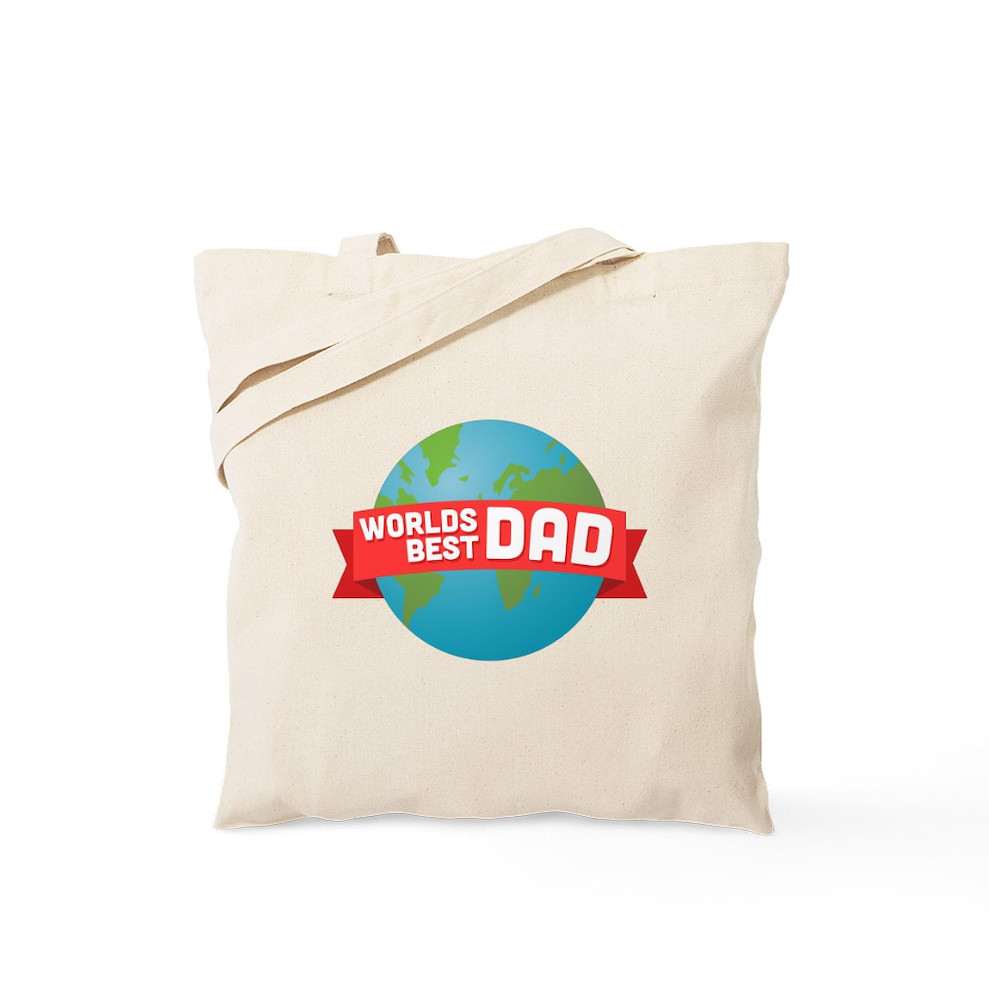 World's Best Dad Tote Bag - Natural Canvas Reusable Grocery Shopping Bag for Men - Perfect Gift for Father's Day, Birthday & Everyday Use