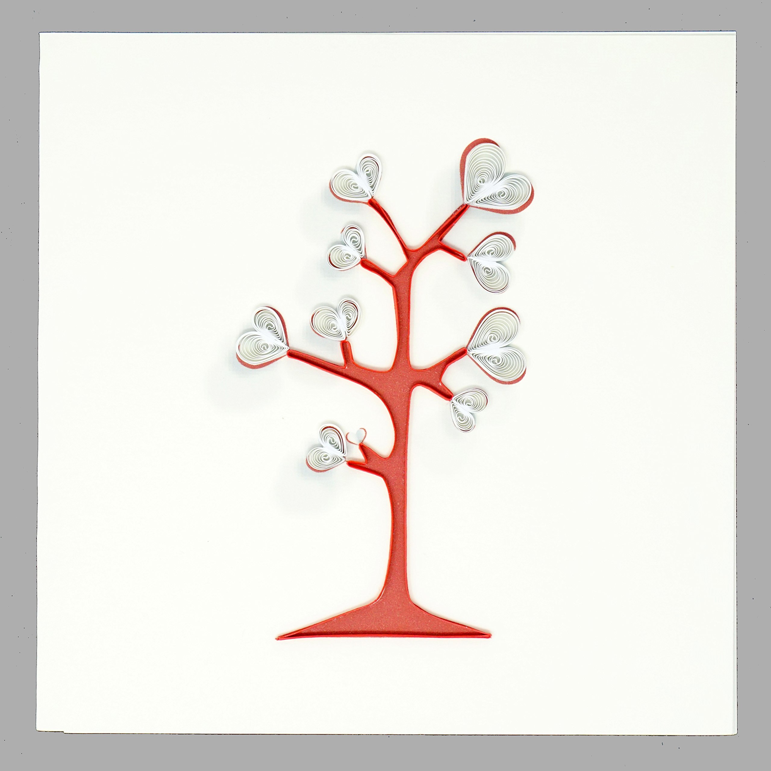 Handmade Quilled Paper Greeting Cards - Unique Floral Heart Tree Design for Christmas, Birthday, Anniversary, Mother's Day, Valentine's & Thank You Gifts | Perfect for Special Occasions & DIY Home Decor