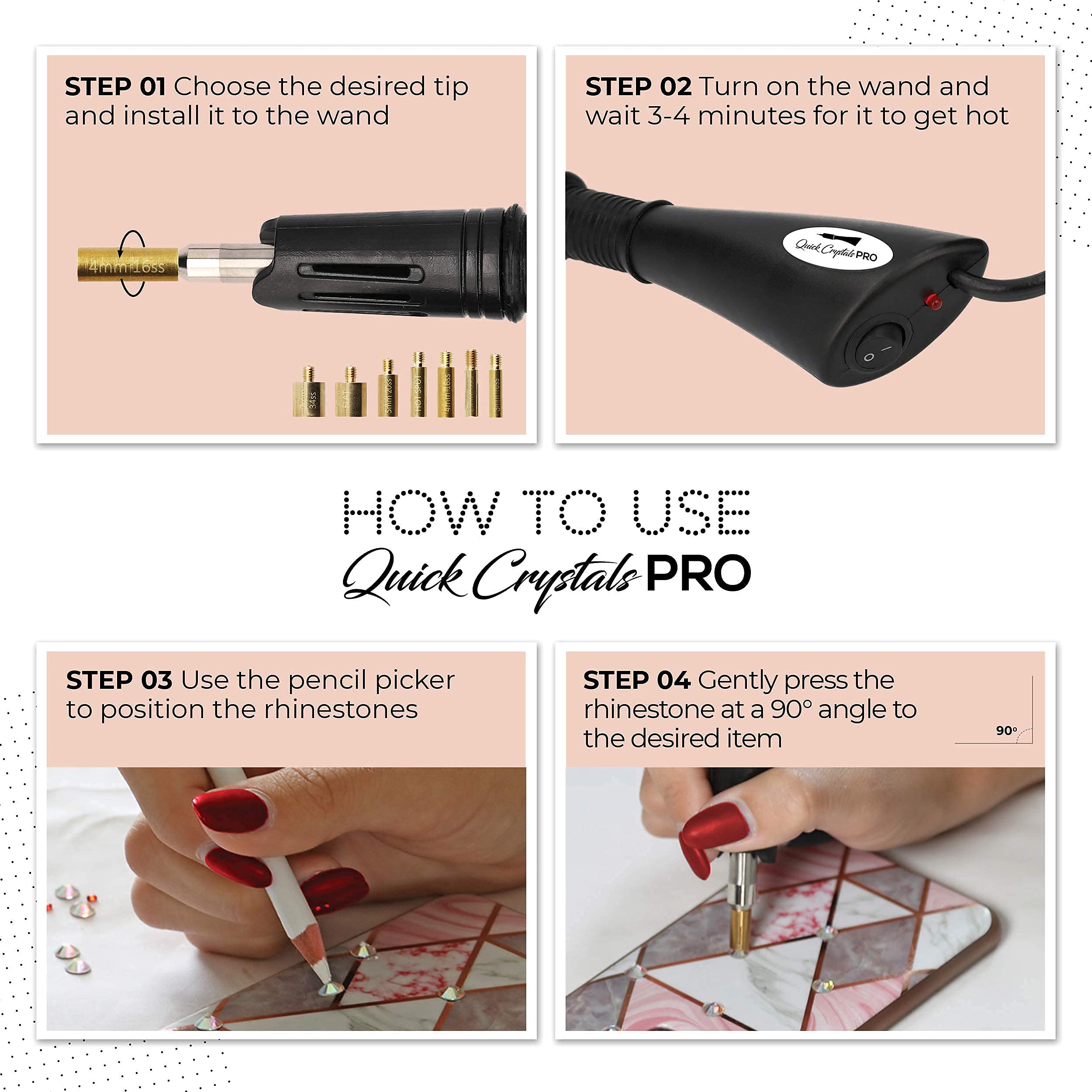 Hotfix Applicator Kit with 4400 Rhinestones & 7 Tips - DIY Crystal Bedazzler for Clothes & Crafts
